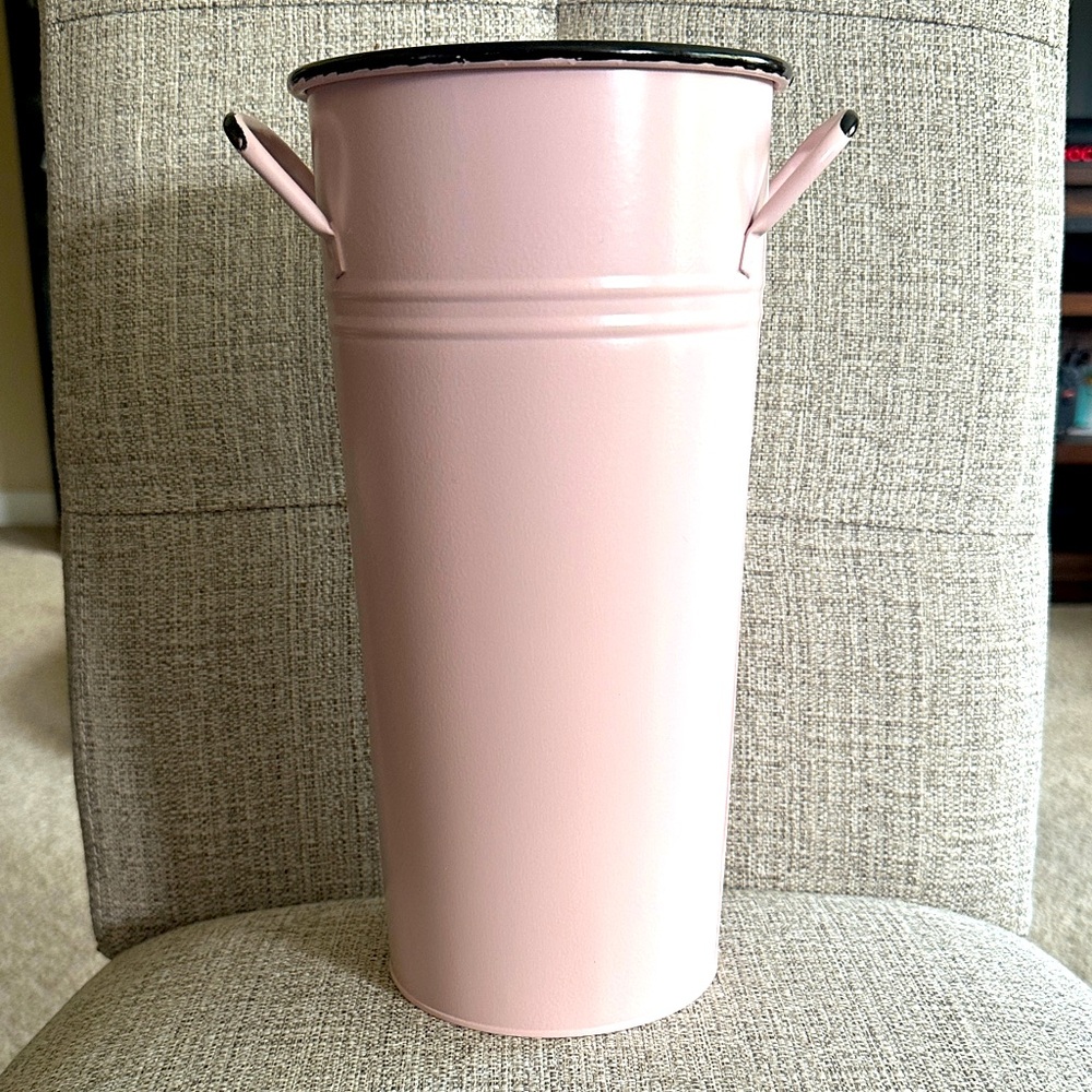Pink Metal Vase with Handles